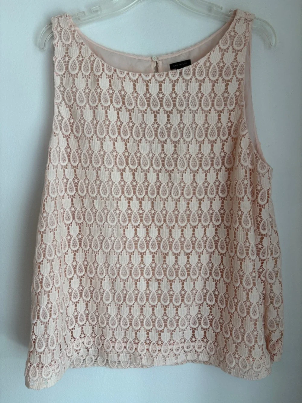 Ann Tayler womens pencil skirt tank top lace set Blush peach Sleeveless XLT NWT